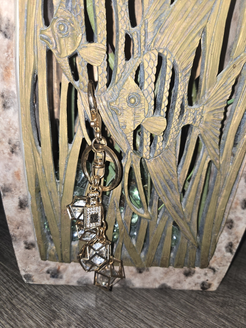 Gold Geometric Crystal Keychain
